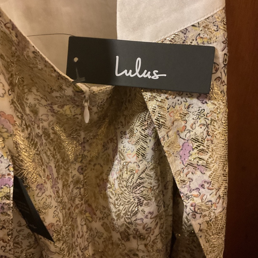 Lulu's Cream Sheath Dress Sleeveless Scoop Neck Wedding Guest NWT - Picture 2 of 7